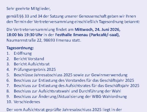Einladung zur Vertreterversammlung am 24.06.2026